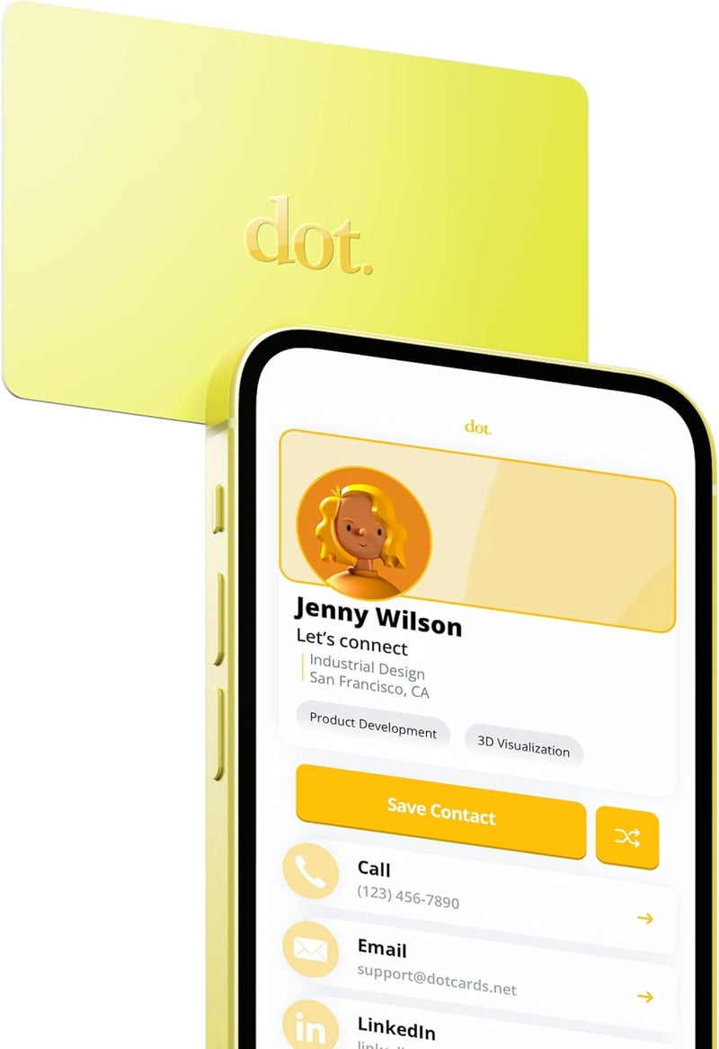 Dot . Card - Digital Business Card - Tap Compatible with iPhone & Android (Yellow) - Image 1